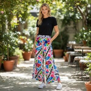 Kaantha Karma NWOT size Large Suzanne embroidered floral pants made in India